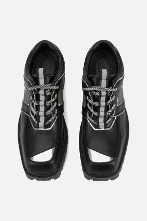 Concert Outfit High Street Hip Hop Metal Design Leather Shoes