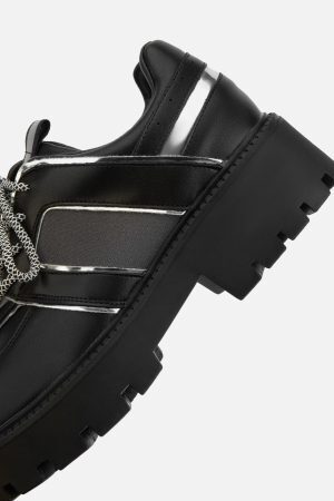 Concert Outfit High Street Hip Hop Metal Design Leather Shoes