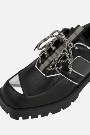 Concert Outfit High Street Hip Hop Metal Design Leather Shoes