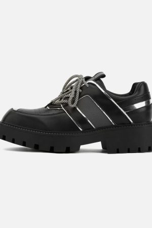 Concert Outfit High Street Hip Hop Metal Design Leather Shoes