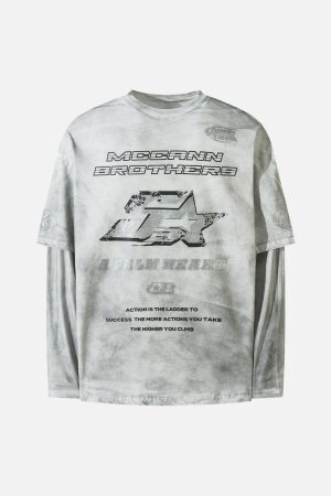 Concert Outfit High Street Hip-Hop Patchwork Long-Sleeved T-Shirt