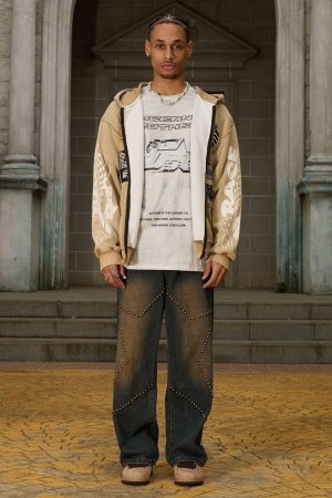 Concert Outfit High Street Hip-Hop Patchwork Long-Sleeved T-Shirt