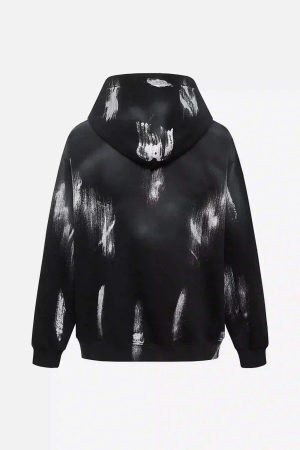 Concert Outfit High Street Hip Hop Spider Web Print Hoodie