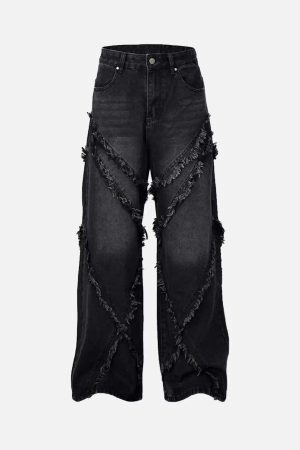 Concert Outfit High Street Hip Hop Washed Distressed Jeans