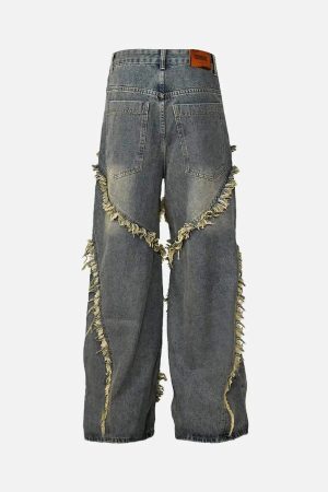 Concert Outfit High Street Hip Hop Washed Distressed Jeans