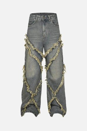 Concert Outfit High Street Hip Hop Washed Distressed Jeans