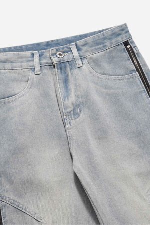 Concert Outfit High Street Hip-Hop Zipper Straight Jeans