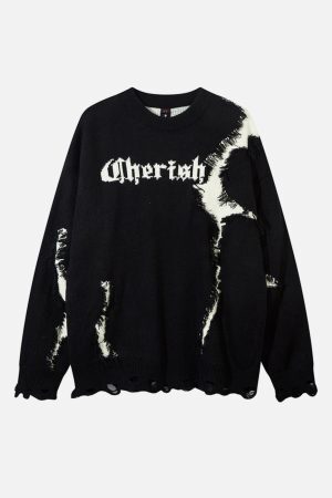 Concert Outfit High Street Irregular Color-Blocking Patchwork Sweater