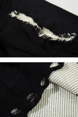 Concert Outfit High Street Irregular Color-Blocking Patchwork Sweater