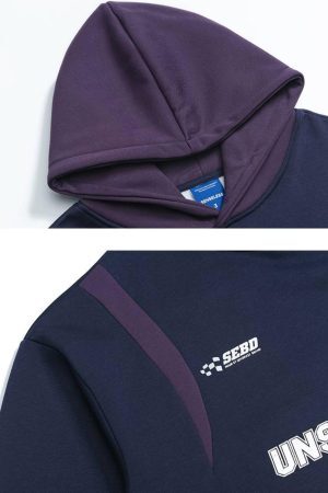 Concert Outfit High Street Letter Print Collision Color Hoodie