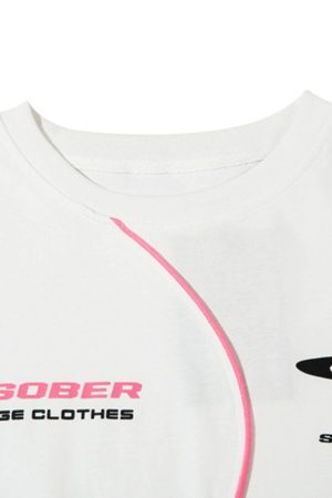 Concert Outfit High Street Motorcycle Print Asymmetric T-Shirt