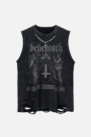 Concert Outfit High Street Ripped Retro Hip-Hop Vest