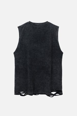 Concert Outfit High Street Ripped Retro Hip-Hop Vest