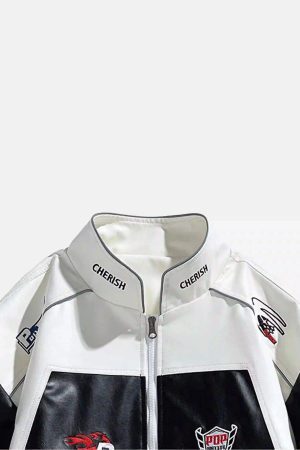 Concert Outfit High Street Splicing Racing Baseball Jacket