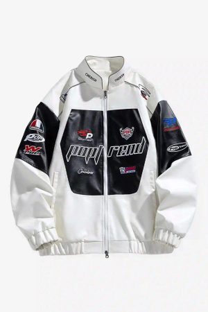 Concert Outfit High Street Splicing Racing Baseball Jacket