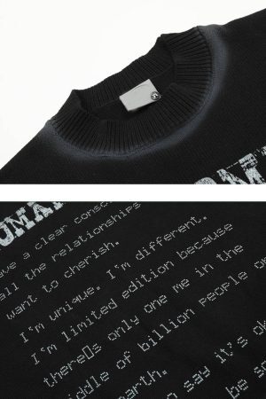 Concert Outfit High Street Spray Paint Letter Print Sweater