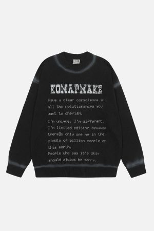 Concert Outfit High Street Spray Paint Letter Print Sweater