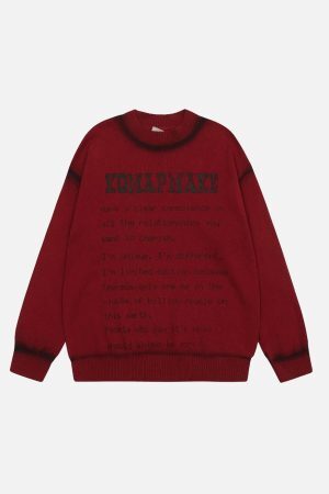 Concert Outfit High Street Spray Paint Letter Print Sweater