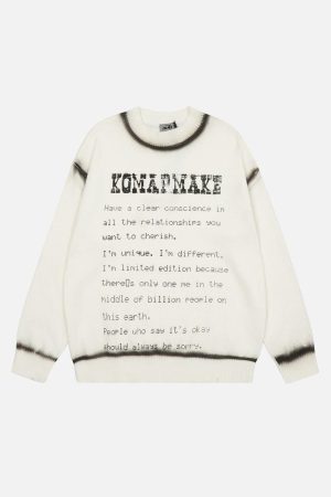 Concert Outfit High Street Spray Paint Letter Print Sweater