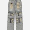 Concert Outfit High Street Washed And Torn Work Pockets Denim Pants