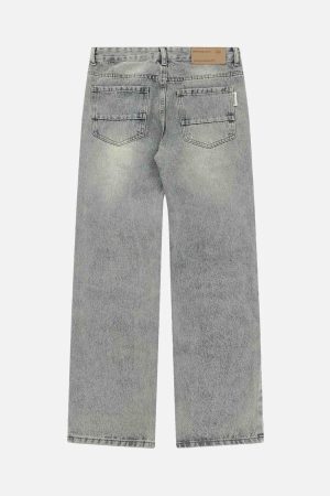 Concert Outfit High Street Washed And Torn Work Pockets Denim Pants