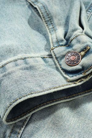 Concert Outfit High Street Washed And Worn Denim Hoodie