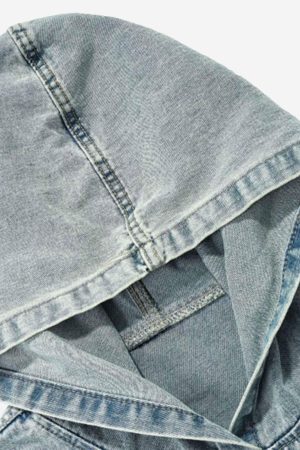 Concert Outfit High Street Washed And Worn Denim Hoodie