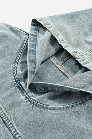 Concert Outfit High Street Washed Denim Hoodie