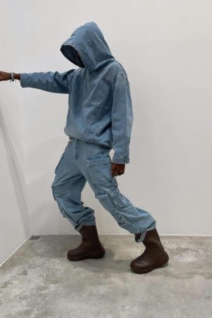 Concert Outfit High Street Washed Denim Hoodie