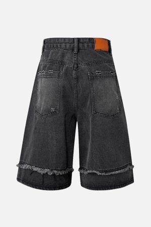 Concert Outfit High Street Washed Distressed Denim Shorts