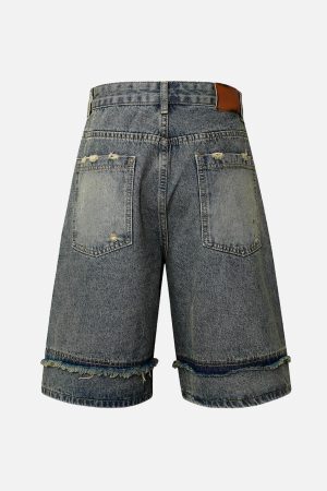 Concert Outfit High Street Washed Distressed Denim Shorts