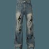 Concert Outfit High Street Washed Distressed Lightning Patch Jeans