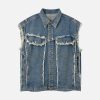 Concert Outfit High Street Washed Raw Edge Denim Vest