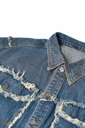 Concert Outfit High Street Washed Raw Edge Denim Vest