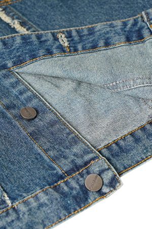 Concert Outfit High Street Washed Raw Edge Denim Vest