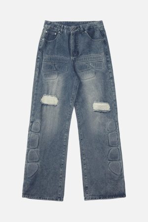 Concert Outfit High Street Washed Ripped Jeans