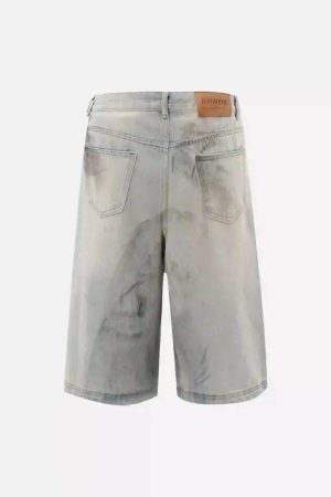 Concert Outfit High Street Yellow Mud Dyed Denim Shorts