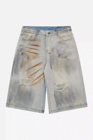 Concert Outfit High Street Yellow Mud Dyed Denim Shorts