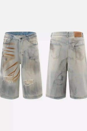 Concert Outfit High Street Yellow Mud Dyed Denim Shorts