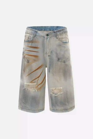 Concert Outfit High Street Yellow Mud Dyed Denim Shorts