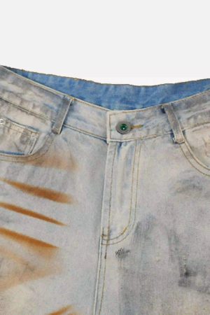 Concert Outfit High Street Yellow Mud Dyed Denim Shorts