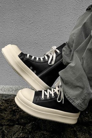 Concert Outfit High-Top Side Zipper Platform Sneakers
