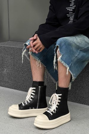 Concert Outfit High-Top Side Zipper Platform Sneakers