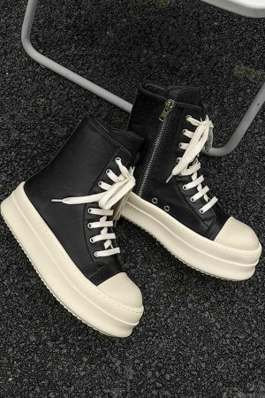 Concert Outfit High-Top Side Zipper Platform Sneakers