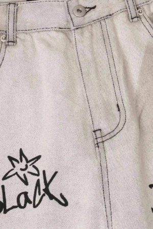 Concert Outfit Hip-Hop Graffiti Distressed Jeans