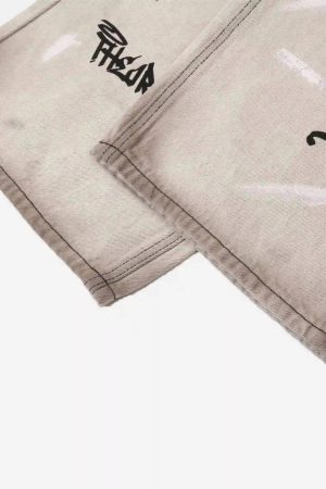 Concert Outfit Hip-Hop Graffiti Distressed Jeans