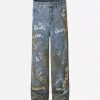 Concert Outfit Hip-Hop Graffiti Distressed Jeans