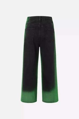 Concert Outfit Hip-Hop Green Hand-Painted Dirty Jeans