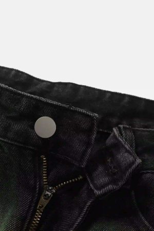 Concert Outfit Hip-Hop Green Hand-Painted Dirty Jeans