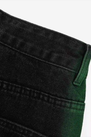 Concert Outfit Hip-Hop Green Hand-Painted Dirty Jeans